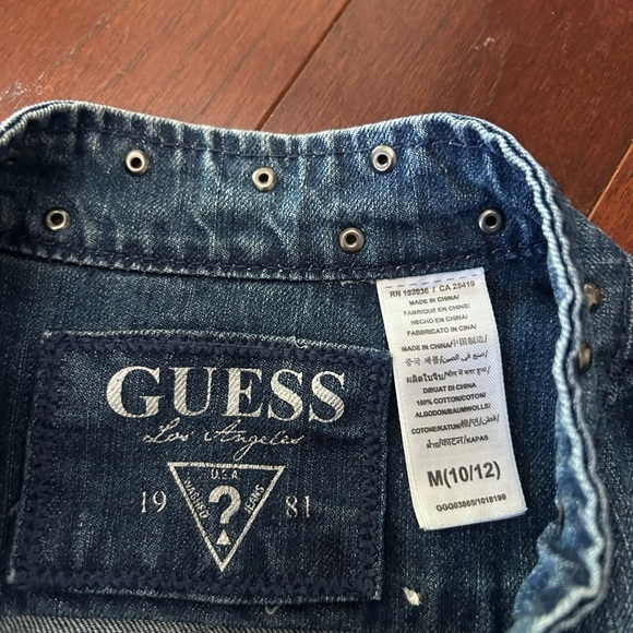 Guess Jeans Guess? Girls M 10/12 Denim Jacket hand decorated bling excellent - Picture 3 of 8